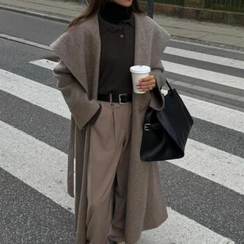 Navy wool blend long overcoat