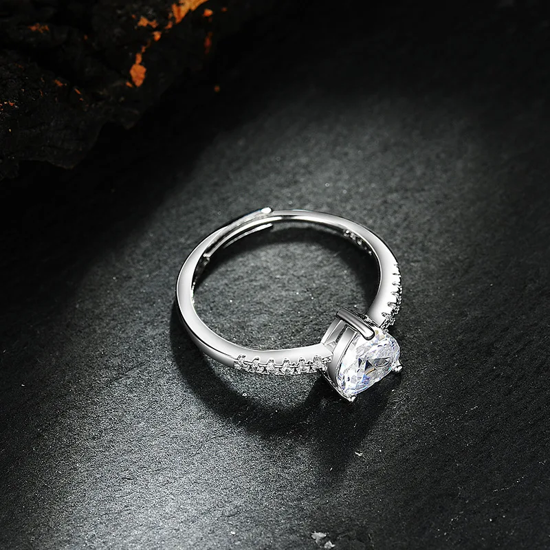 Sterling silver heart zircon ring full view