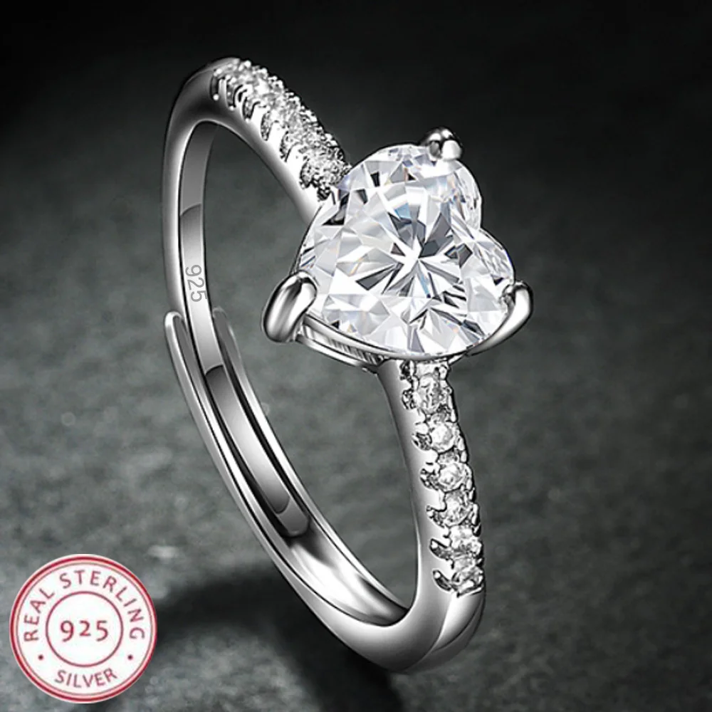 New 925 Sterling Silver Heart Ring Sparkle Zircon High Quality For Women Wedding Fine Jewelry Accessories Party Gift Jewelry & Watches Rings New 925 Sterling Silver Heart Ring Sparkle Zircon High Quality For Women Wedding Fine Jewelry Accessories Party Gift Jewelry & Watches Rings KDBazar