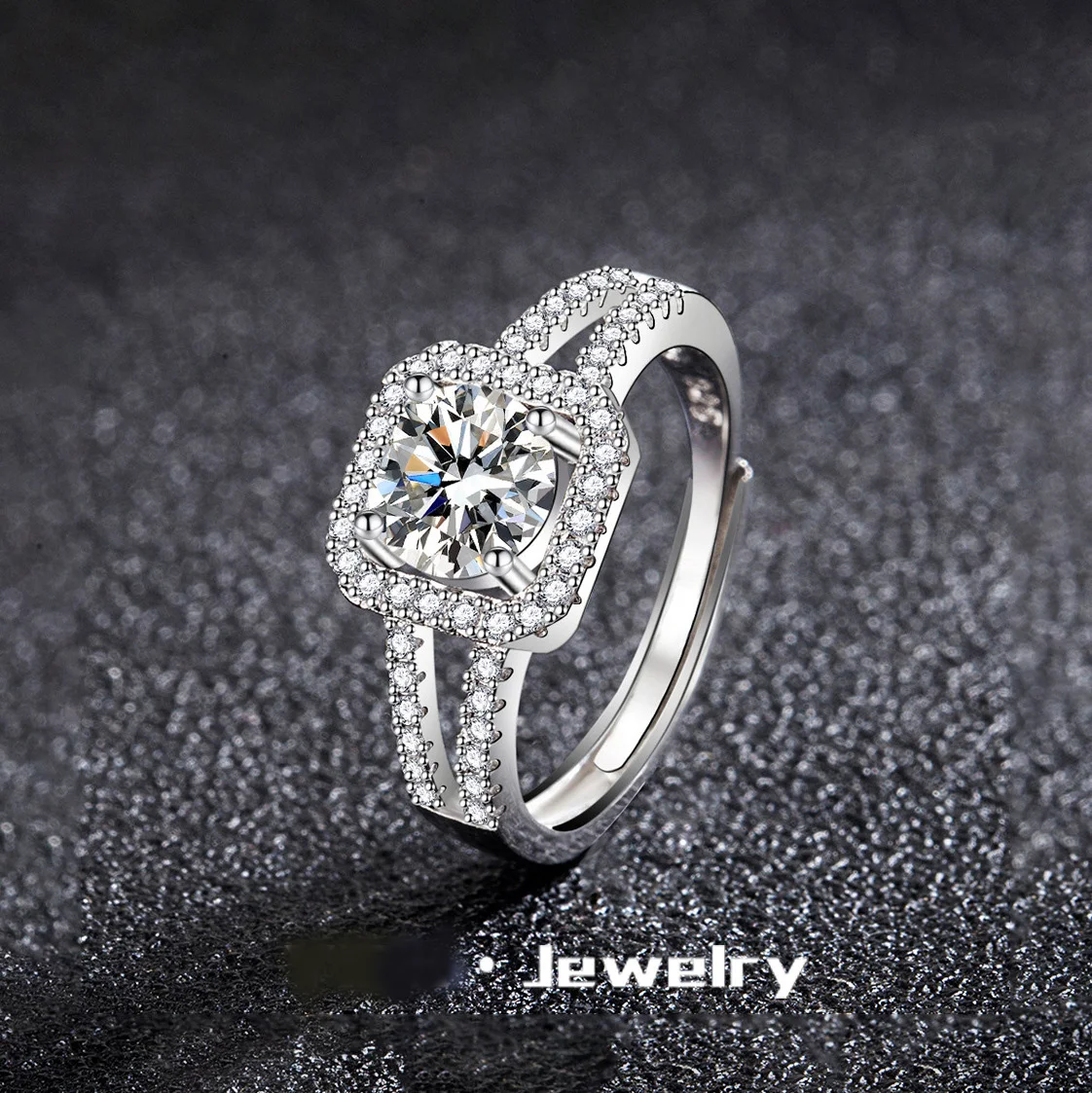 Sterling silver perfect gem zircon ring close up