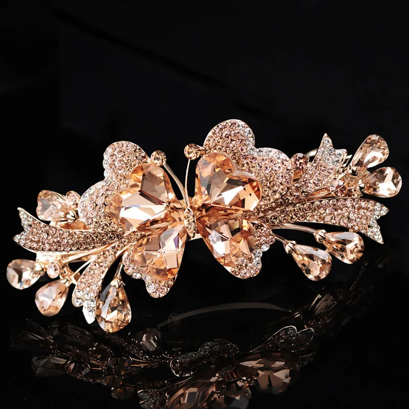 Crystal butterfly hairpin design detail