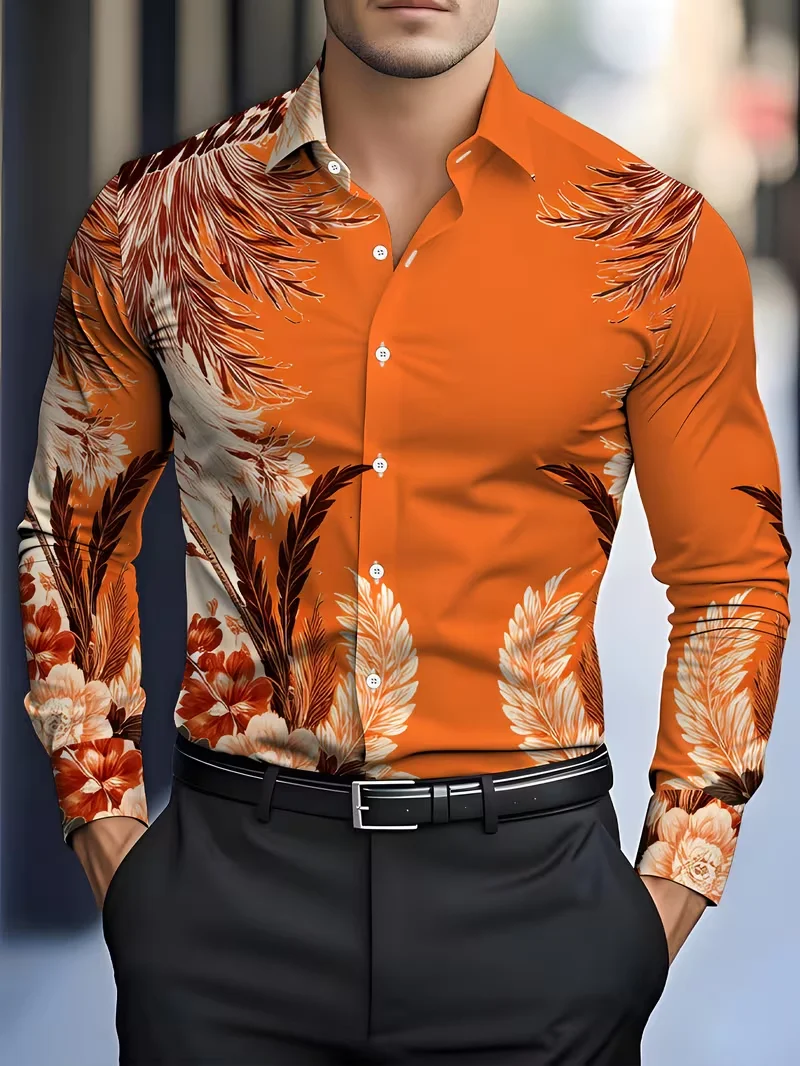 Island style shirt palm pattern detail view