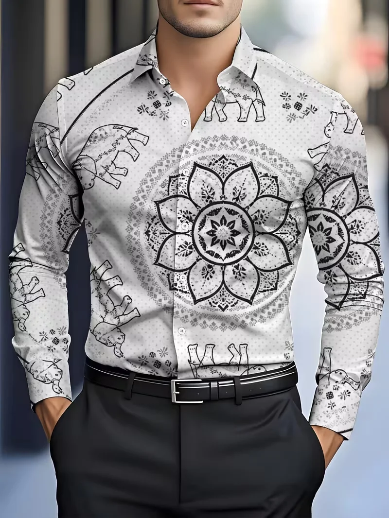 New Men’s Island Style Long Sleeve Shirt Warm Orange Palm Flower Pattern Men’s Fashion Collar Top Clothing New Men's Island Style Long Sleeve Shirt Warm Orange Palm Flower Pattern Men's Fashion Collar Top Clothing KDBazar