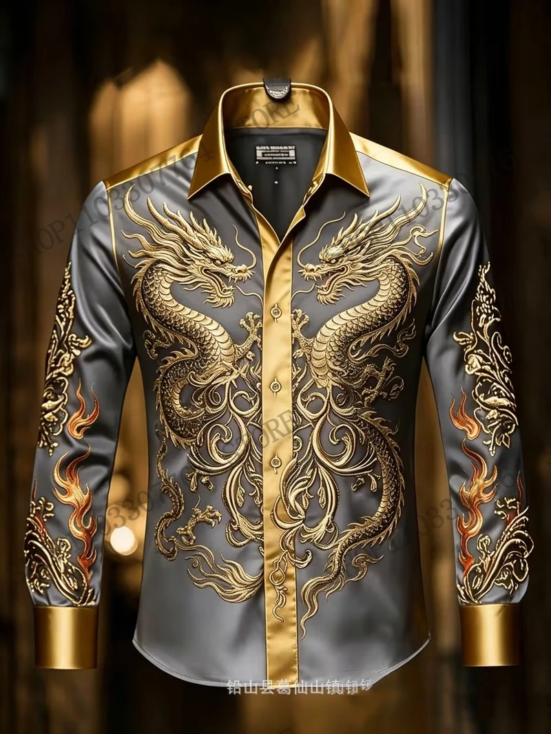 Golden Dragon 3D Print Shirt for Men
