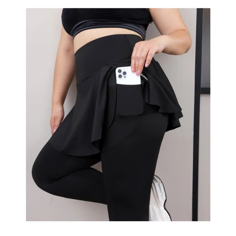 Plus Size Fit 200lbs Yoga Fake Two Items Leggings with Pockets Sharkskin High-Waisted Skirt Pants Gym Trainning Slim Tights Leggings Plus Size Leggings Women’s Fashion Plus Size Fit 200lbs Yoga Fake Two Items Leggings with Pockets Sharkskin High-Waisted Skirt Pants Gym Trainning Slim Tights Leggings Plus Size Leggings Women's Fashion KDBazar