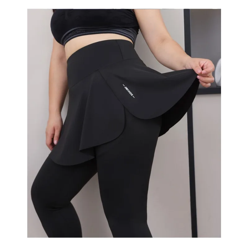 Plus Size Fit 200lbs Yoga Fake Two Items Leggings with Pockets Sharkskin High-Waisted Skirt Pants Gym Trainning Slim Tights Leggings Plus Size Leggings Women’s Fashion Plus Size Fit 200lbs Yoga Fake Two Items Leggings with Pockets Sharkskin High-Waisted Skirt Pants Gym Trainning Slim Tights Leggings Plus Size Leggings Women's Fashion KDBazar