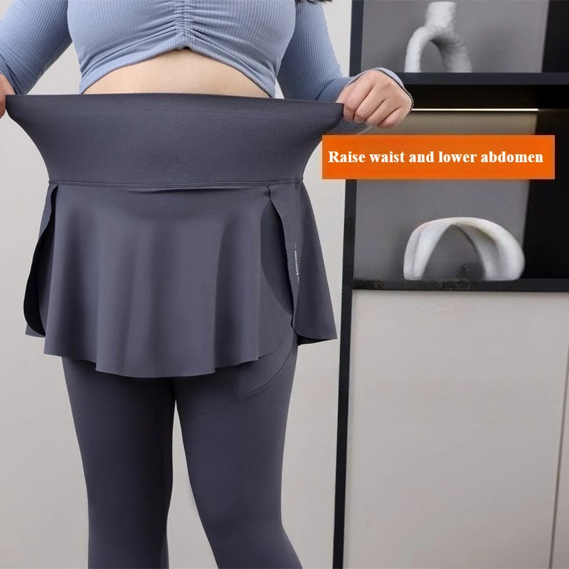Plus Size Fit 200lbs Yoga Fake Two Items Leggings with Pockets Sharkskin High-Waisted Skirt Pants Gym Trainning Slim Tights Leggings Plus Size Leggings Women’s Fashion Plus Size Fit 200lbs Yoga Fake Two Items Leggings with Pockets Sharkskin High-Waisted Skirt Pants Gym Trainning Slim Tights Leggings Plus Size Leggings Women's Fashion KDBazar