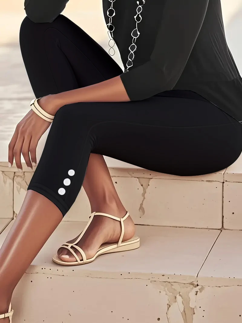 Plus Size Women’s 7-Point Length Sports Pants, High Elasticity and Comfort, Button Decoration Fitness Yoga Pants Leggings Leggings Plus Size Leggings Women’s Fashion Plus Size Women's 7-Point Length Sports Pants, High Elasticity and Comfort, Button Decoration Fitness Yoga Pants Leggings Leggings Plus Size Leggings Women's Fashion KDBazar