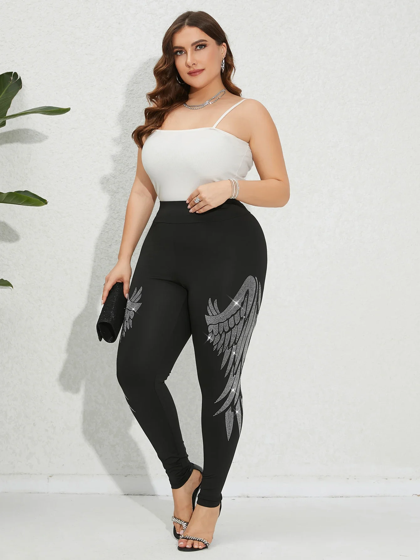 Plus Size Women’s Leggings Sparkling Rhinestone Angel Wings Pattern Skinny Trousers Fashion Casual High Stretch Knit Bottoms Leggings Plus Size Leggings Women’s Fashion Plus Size Women's Leggings Sparkling Rhinestone Angel Wings Pattern Skinny Trousers Fashion Casual High Stretch Knit Bottoms Leggings Plus Size Leggings Women's Fashion KDBazar