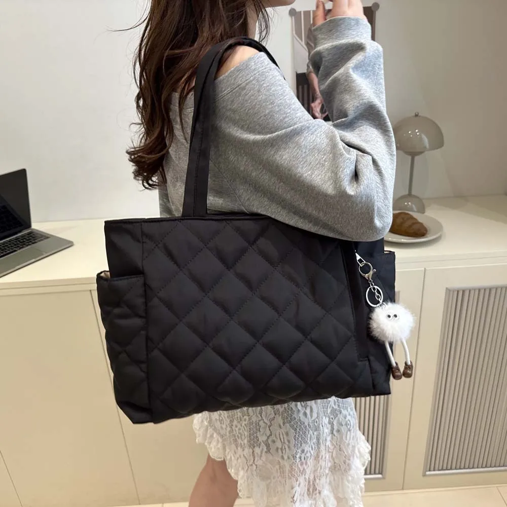 Quilted Tote Bag with Charm for Women Gifts Quilted Tote Bag with Charm for Women Gifts KDBazar