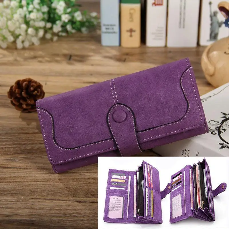 Women’s Long Wallet PU Nubuck Leather Large Capacity RFID Blocking Clutch, Multi Card Slots, Zipper Coin Pocket, Snap Closure Women’s Long Wallet PU Nubuck Leather Large Capacity RFID Blocking Clutch, Multi Card Slots, Zipper Coin Pocket, Snap Closure