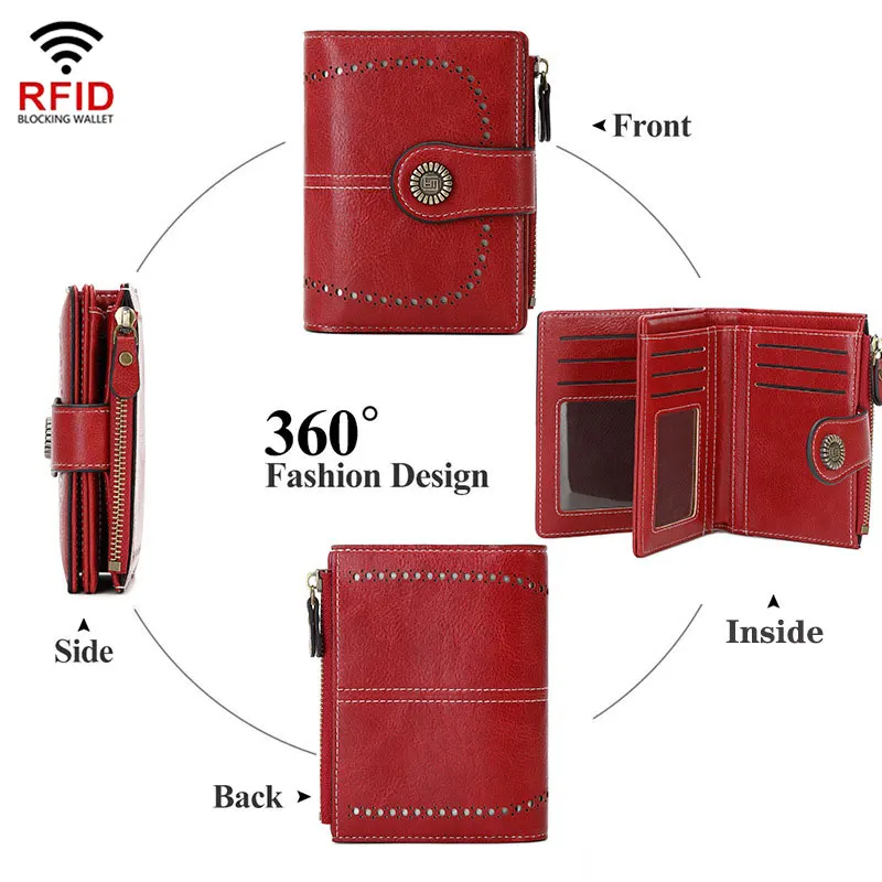 RFID blocking wallet zipper coin pocket