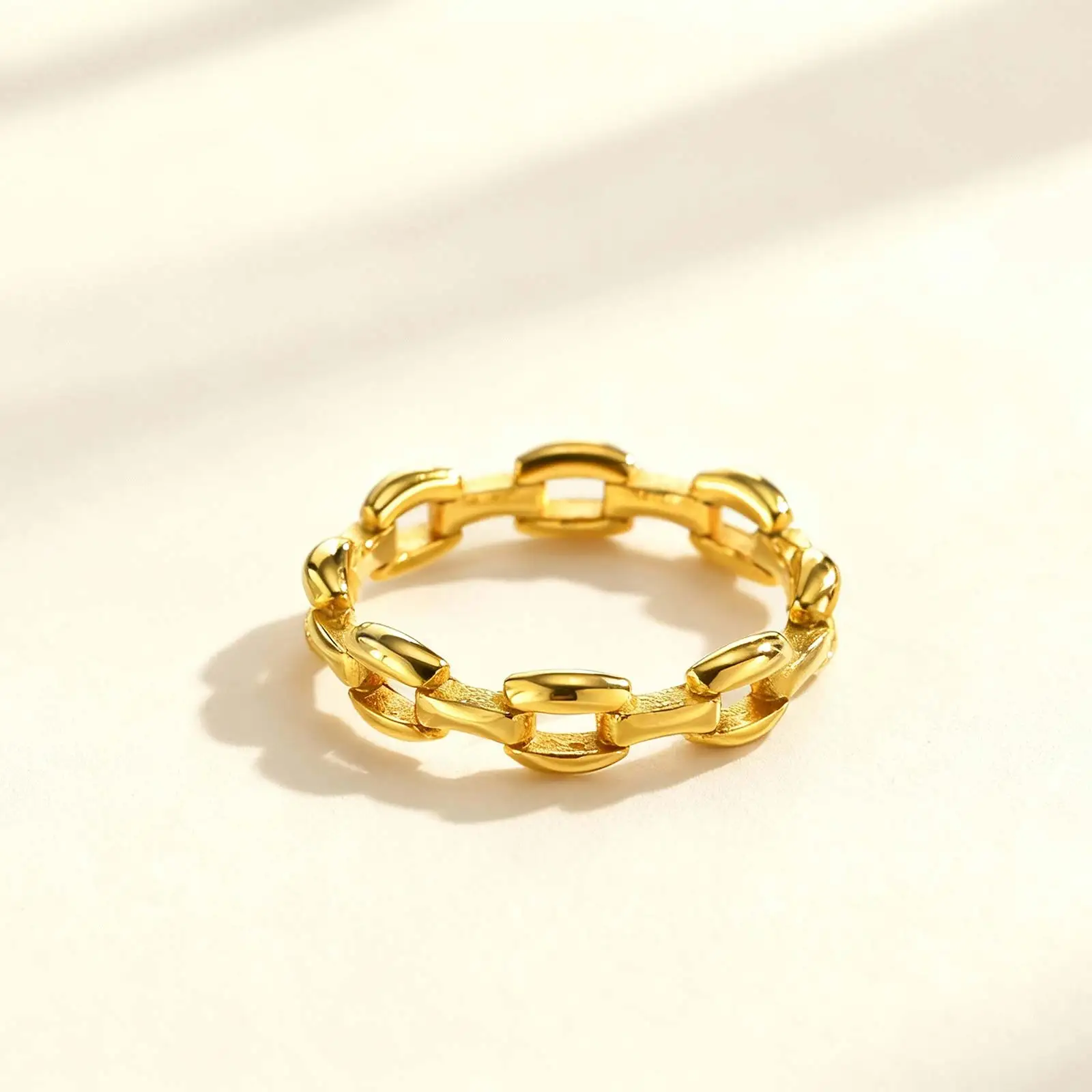 Minimalist chain ring styled with stack