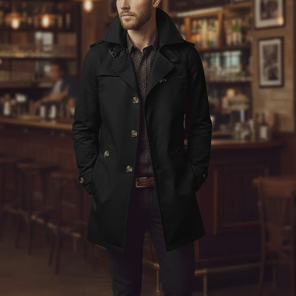 Slim Notched Collar Cotton Trench Coat for Men Cotton Coat Men’s Coats & Jackets Men’s Fashion Slim Notched Collar Cotton Trench Coat for Men Cotton Coat Men's Coats & Jackets Men's Fashion KDBazar