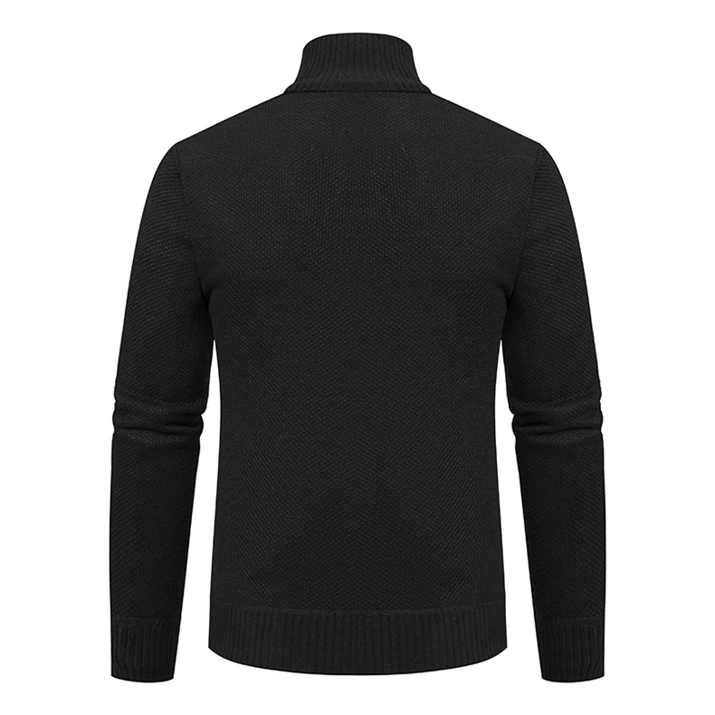 Solid stand collar fleece cardigan coat collar detail
