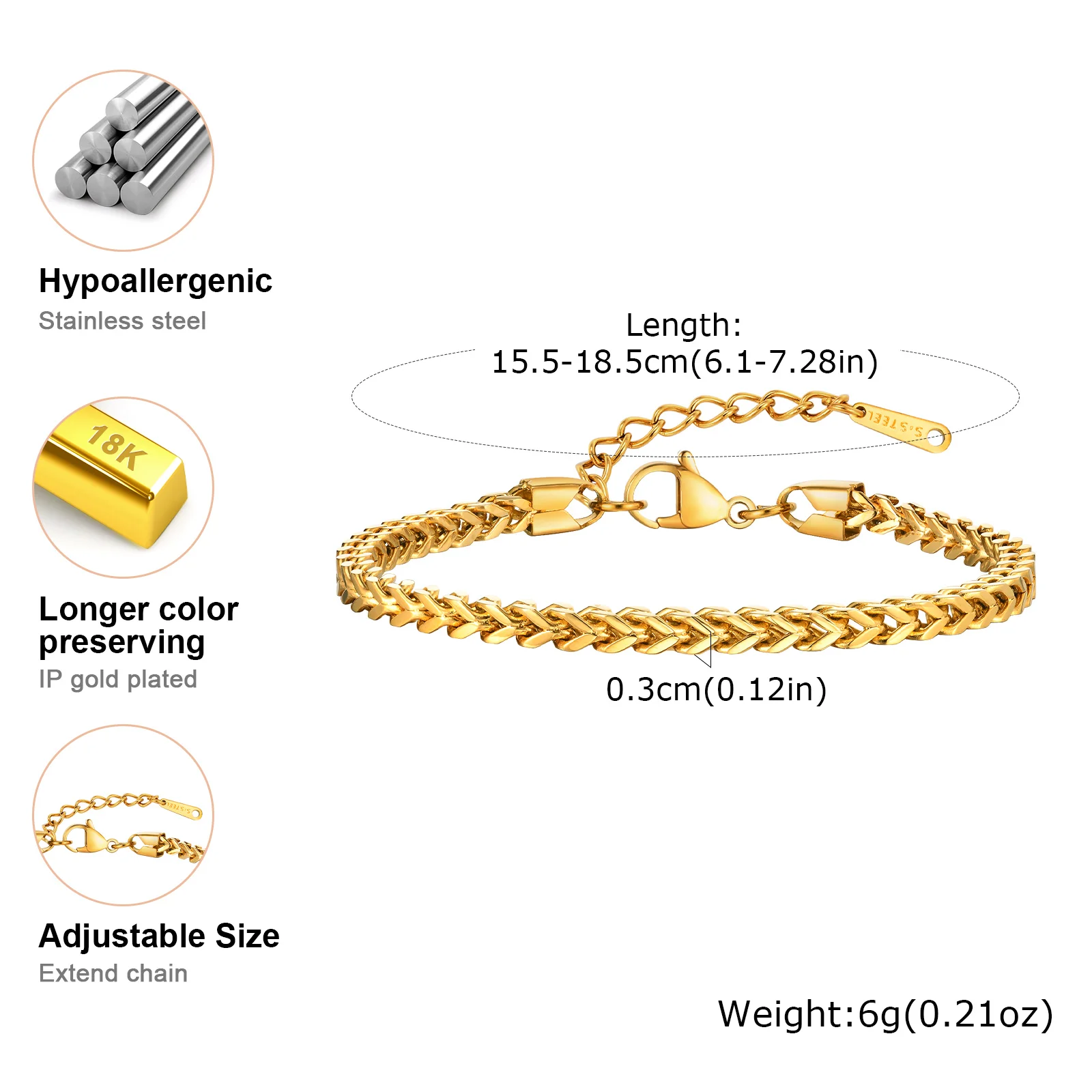 Square Keel Chain Bracelet for Women,Stainless Steel Gold Color Punk Bracelets,Fashion Jewelry Gift Bracelets and Bangles Jewelry & Watches Square Keel Chain Bracelet for Women,Stainless Steel Gold Color Punk Bracelets,Fashion Jewelry Gift Bracelets and Bangles Jewelry & Watches KDBazar