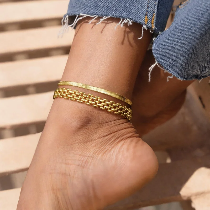Stainless Steel 18K Gold Plated Exquisite Weaving Mesh Ankle Chain for Women Chunky Trendy Link Chain Bracelet Jewelry Gifts Anklet Jewelry Jewelry & Watches Stainless Steel 18K Gold Plated Exquisite Weaving Mesh Ankle Chain for Women Chunky Trendy Link Chain Bracelet Jewelry Gifts Anklet Jewelry Jewelry & Watches KDBazar
