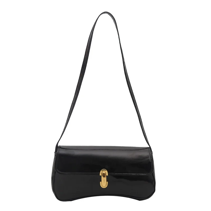 Stylish Wine Red Patent Leather Women Underarm Bag, Sleek Sling Purse with Gold Turn Lock Women's Daily Handbags Shoulder Bags Stylish Wine Red Patent Leather Women Underarm Bag, Sleek Sling Purse with Gold Turn Lock Women's Daily Handbags Shoulder Bags