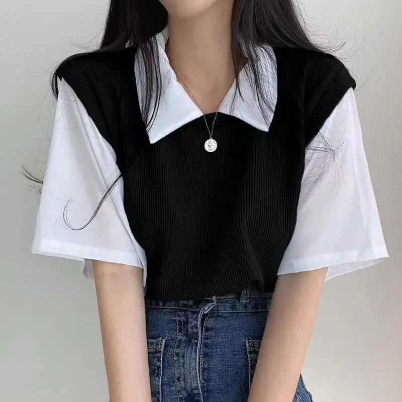 Short sleeve loose blouse for summer