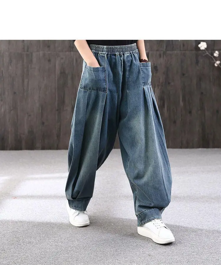 Summer Loose Large Size Harem Jeans Women's plus Size Carrot Pants Casual Lantern Pants Trendy Sle Mom Jeans High Waist Summer Loose Large Size Harem Jeans Women's plus Size Carrot Pants Casual Lantern Pants Trendy Sle Mom Jeans High Waist