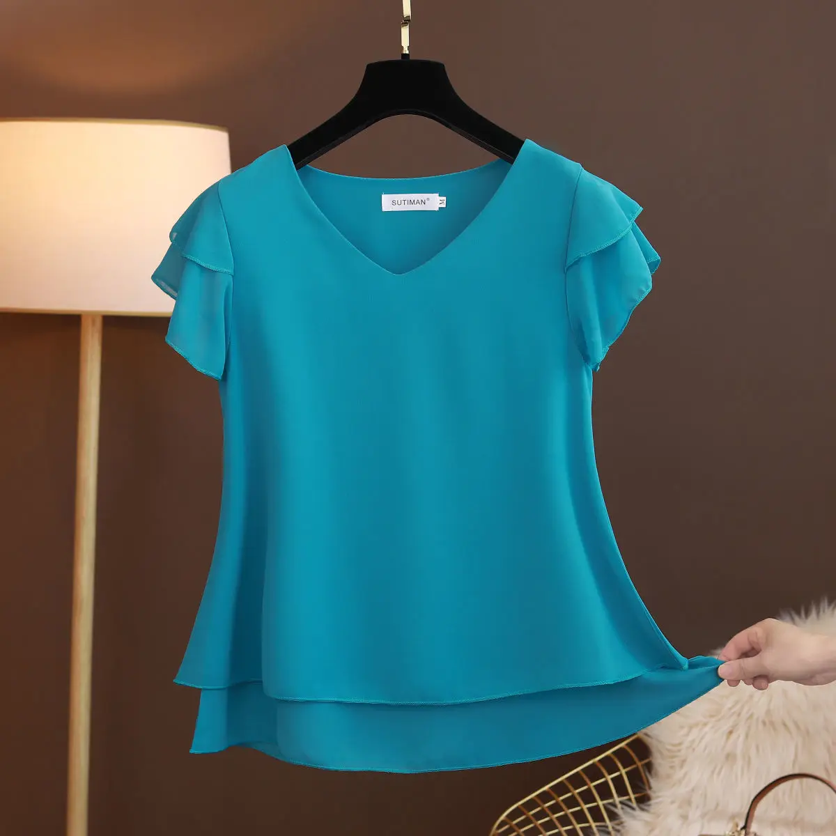 V Neck Ruffle Sleeve Blouse for Women Clothing & Accessories Tops & Tees Women’s Fashion Women’s Tops V Neck Ruffle Sleeve Blouse for Women Clothing & Accessories Tops & Tees Women's Fashion Women's Tops KDBazar