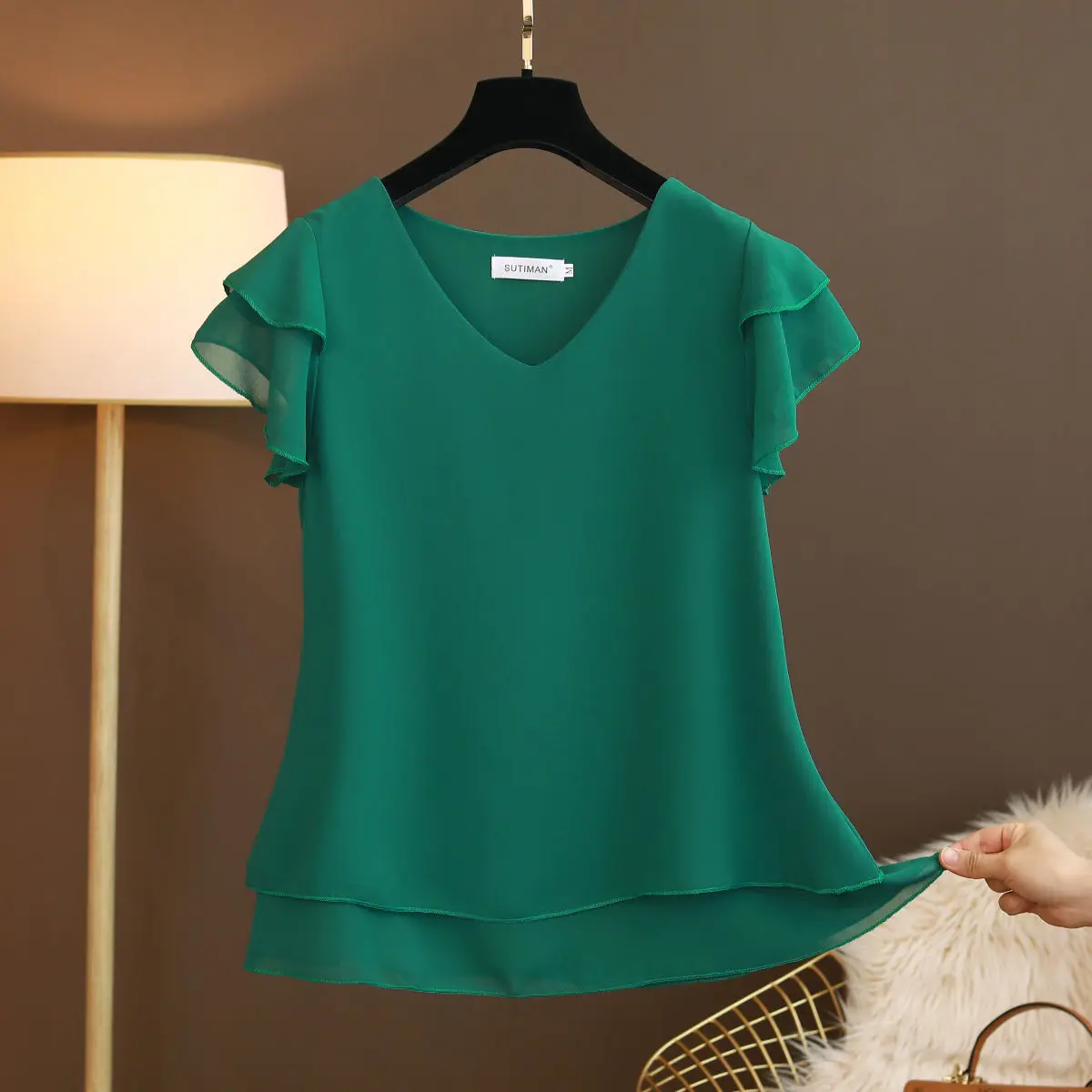 V Neck Ruffle Sleeve Blouse for Women Clothing & Accessories Tops & Tees Women’s Fashion Women’s Tops V Neck Ruffle Sleeve Blouse for Women Clothing & Accessories Tops & Tees Women's Fashion Women's Tops KDBazar
