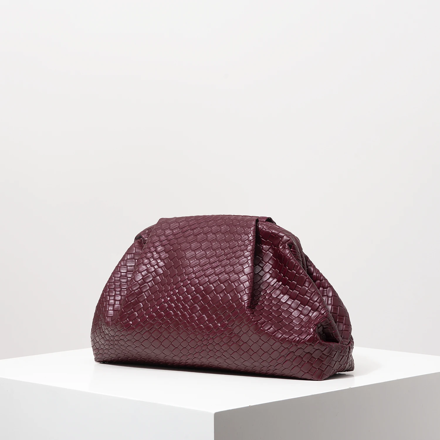 Vintage Artificial Leather Woven Pattern Clutch Bag，Burgundy Bag，Formal Dresses for Women，Large Capacity Women Purse