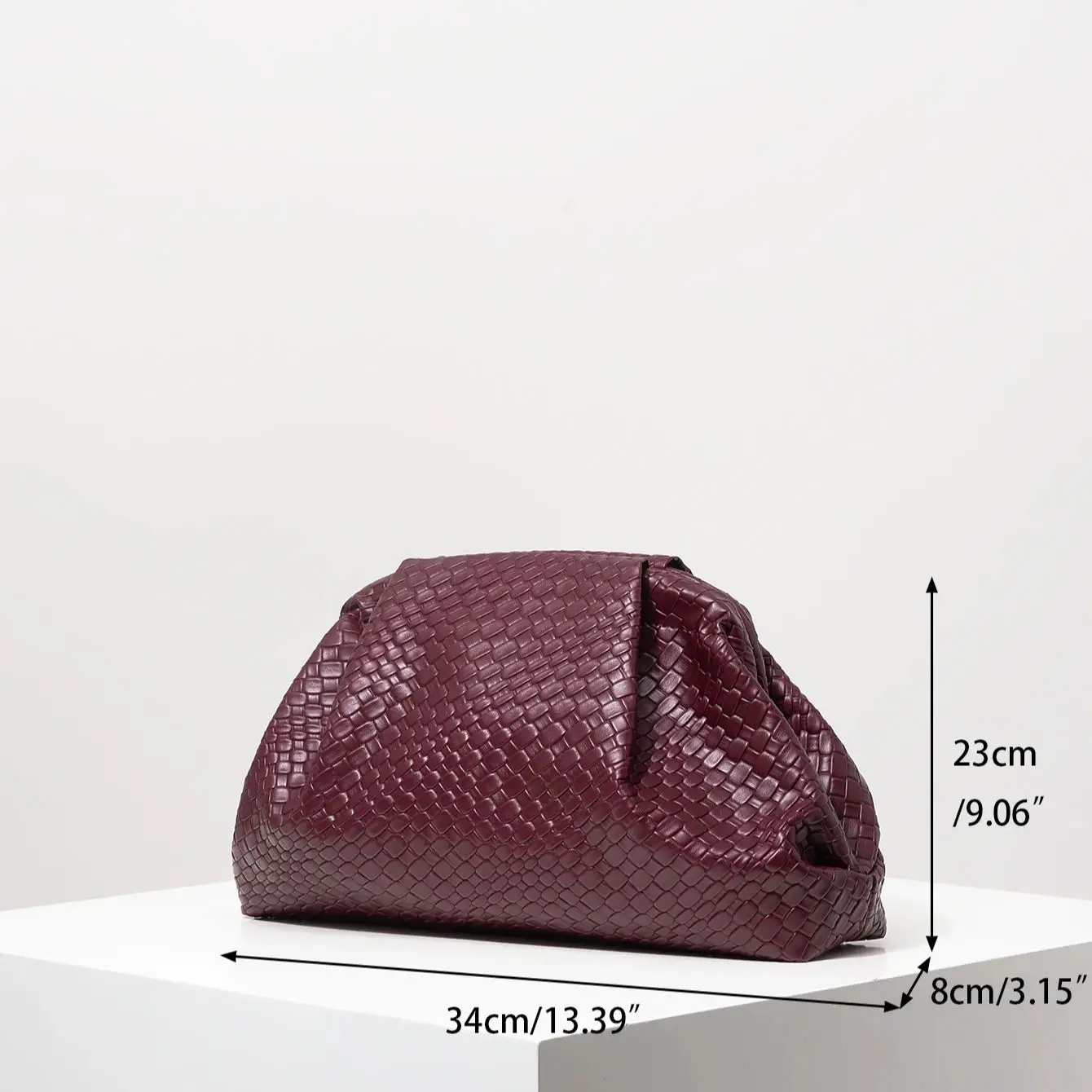 Vintage Artificial Leather Woven Pattern Clutch Bag，Burgundy Bag，Formal Dresses for Women，Large Capacity Women Purse
