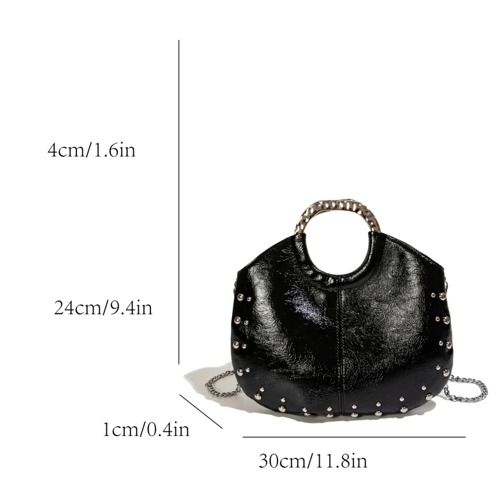 Vintage burgundy punk chain handbag front view