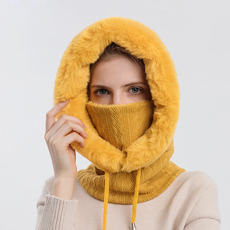 Winter Hat For Women Hooded Face Mask Fluff Keep Warm Thicken Style Neck Scarf Hooded Cap Beanie Knitted Cashmere Neck Warmer Winter Hat For Women Hooded Face Mask Fluff Keep Warm Thicken Style Neck Scarf Hooded Cap Beanie Knitted Cashmere Neck Warmer KDBazar
