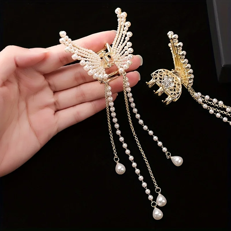 Women Butterfly Tassel Hair Clip Crystal Hair Claw Small Grab Clip Faux Pearls Decor Butterfly Shape Metal HairClip For Girl Clothing & Accessories Hair Accessories Women’s Fashion Women Butterfly Tassel Hair Clip Crystal Hair Claw Small Grab Clip Faux Pearls Decor Butterfly Shape Metal HairClip For Girl Clothing & Accessories Hair Accessories Women's Fashion KDBazar