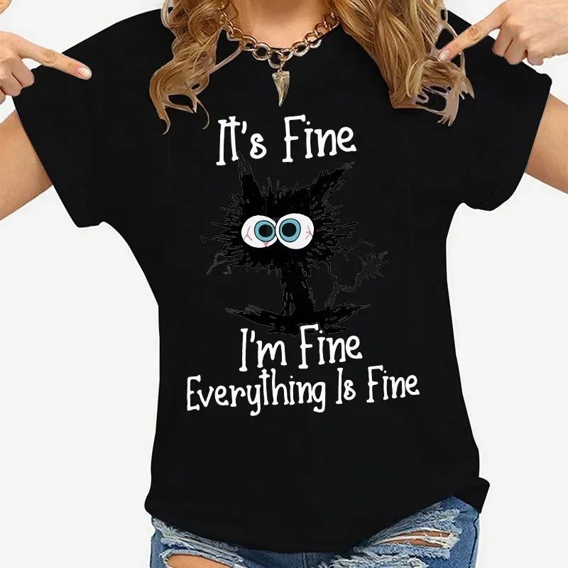Women Clothes Cat It’s Fine I’m Fine Everything Is Fine Print T-shirts Summer Casual Fashion Personalized Woman Clothing Women Clothing Fashion Women’s Fashion Women’s T-Shirts Women Clothes Cat It's Fine I'm Fine Everything Is Fine Print T-shirts Summer Casual Fashion Personalized Woman Clothing Women Clothing Fashion Women's Fashion Women's T-Shirts KDBazar