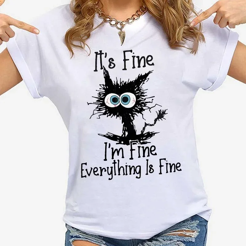 Women Clothes Cat It’s Fine I’m Fine Everything Is Fine Print T-shirts Summer Casual Fashion Personalized Woman Clothing Women Clothing Fashion Women’s Fashion Women’s T-Shirts Women Clothes Cat It's Fine I'm Fine Everything Is Fine Print T-shirts Summer Casual Fashion Personalized Woman Clothing Women Clothing Fashion Women's Fashion Women's T-Shirts KDBazar