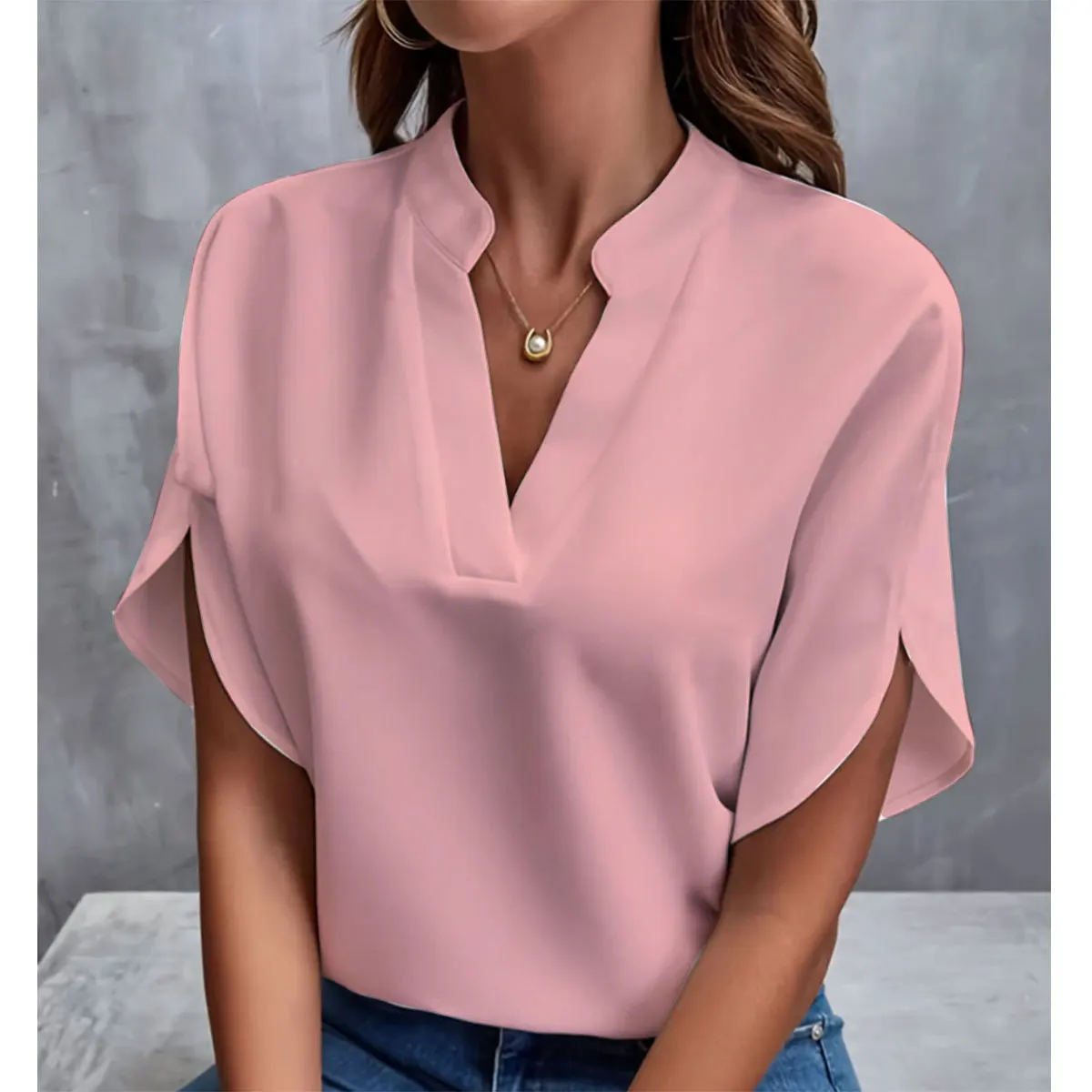 Women Elegant Solid V Neck Blouse Casual Short Sleeve Loose Shirt Summer Solid Tops Harajuku Office Ladt Chiffon Blouse 2026 New Clothing & Accessories Tops & Tees Women’s Fashion Women’s Tops Women Elegant Solid V Neck Blouse Casual Short Sleeve Loose Shirt Summer Solid Tops Harajuku Office Ladt Chiffon Blouse 2026 New Clothing & Accessories Tops & Tees Women's Fashion Women's Tops KDBazar