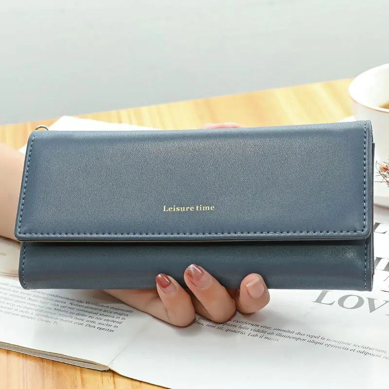 PU leather wallet for women with phone pocket