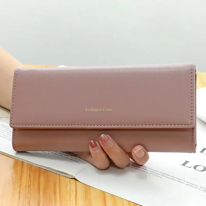 PU leather wallet for women card slots