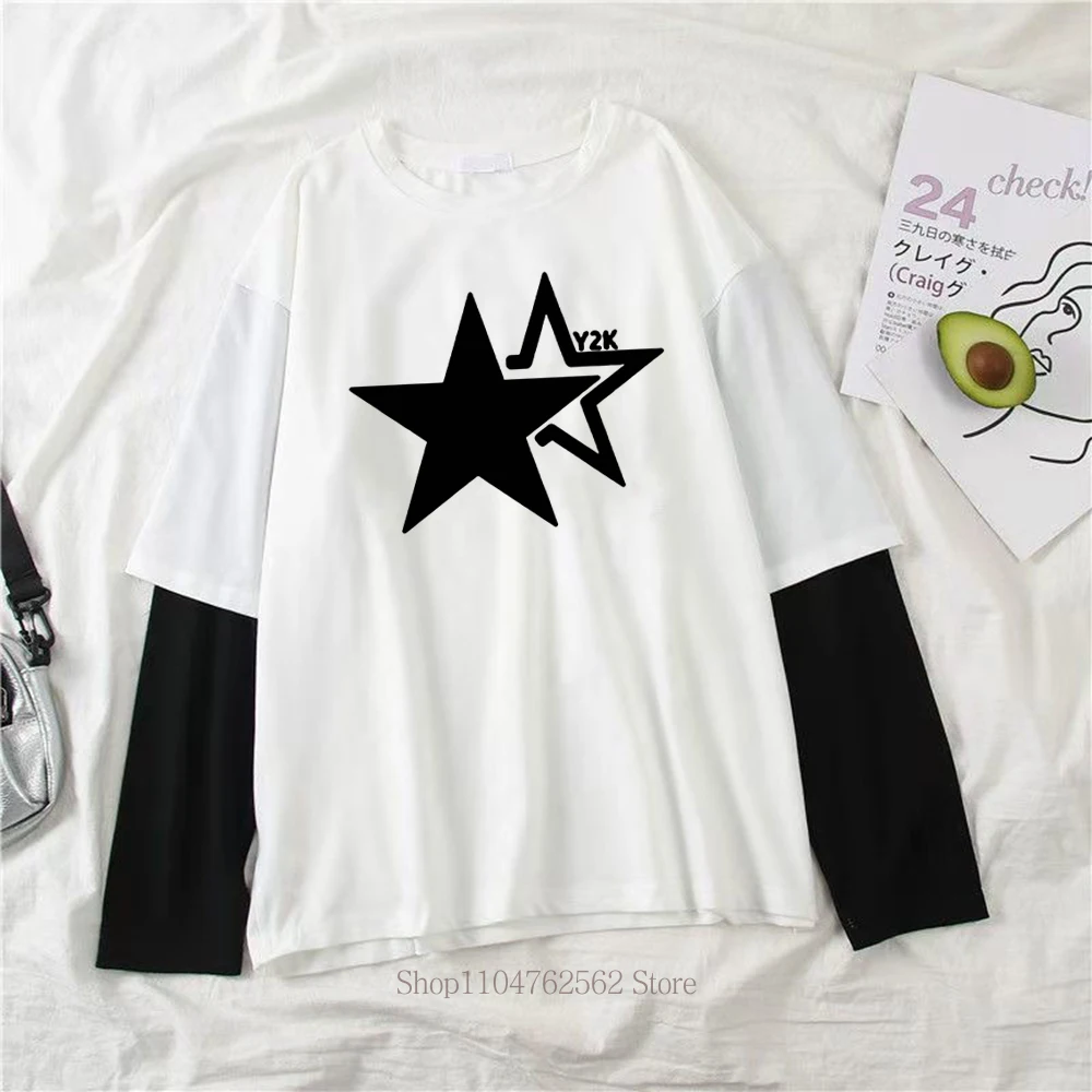 Women Star Y2K Print Graphic Fake Two Long Sleeved T-shirts Fashion Gothic Retro Casual Loose Fake Two Long Sleeved T Shirt Women Clothing Fashion Women’s Fashion Women’s T-Shirts Women Star Y2K Print Graphic Fake Two Long Sleeved T-shirts Fashion Gothic Retro Casual Loose Fake Two Long Sleeved T Shirt Women Clothing Fashion Women's Fashion Women's T-Shirts KDBazar