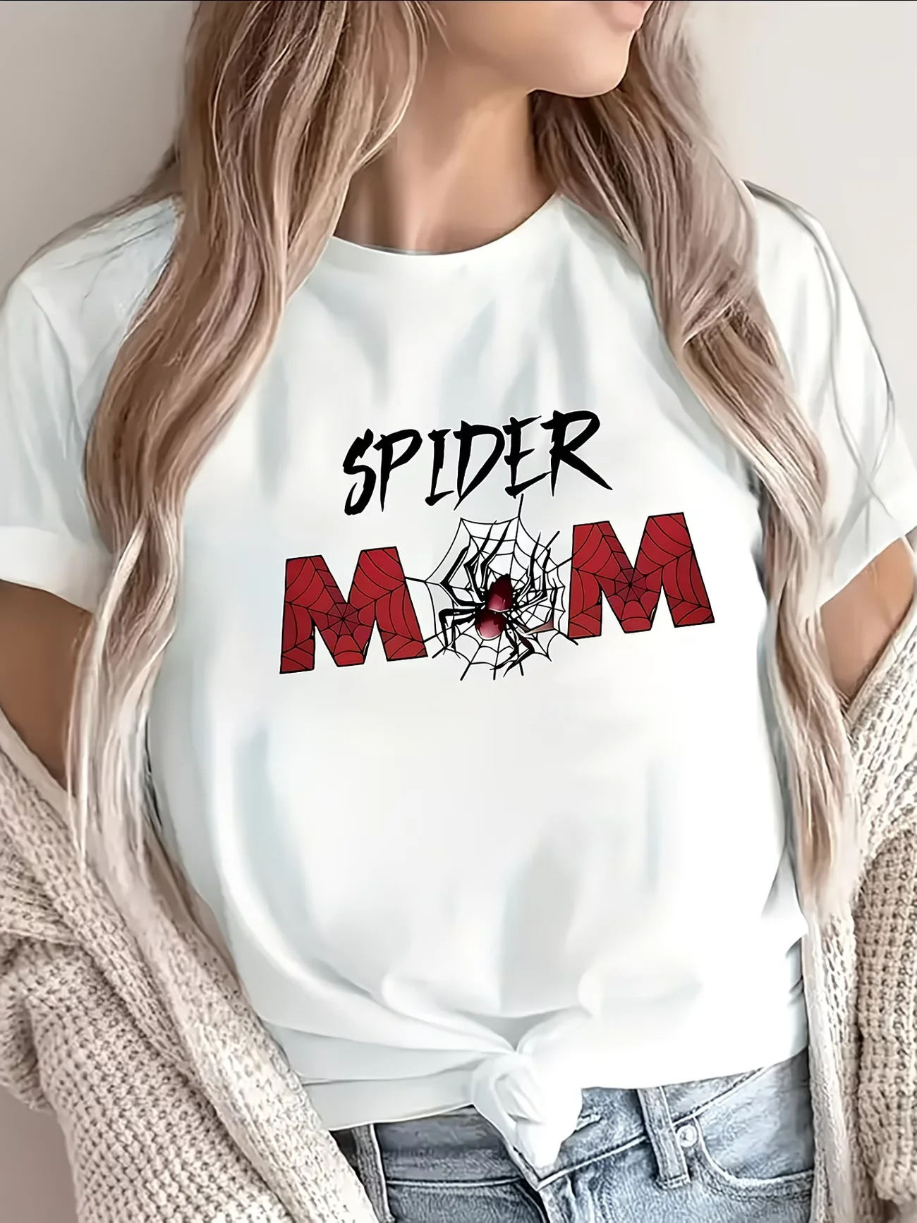Spider mom t-shirt for women casual style