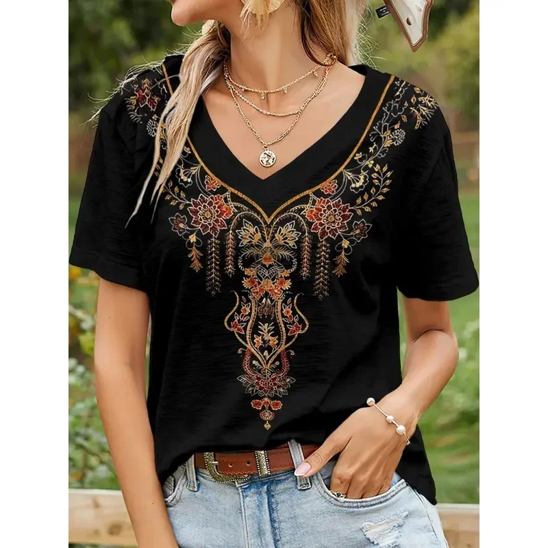 Women’s Ethnic Floral 3D Print T-Shirt Short-Sleeved V-Neck Y2k Harajuku Style Casual Comfortable Fit Summer Top Women Clothing Fashion Women’s Fashion Women’s T-Shirts Women's Ethnic Floral 3D Print T-Shirt Short-Sleeved V-Neck Y2k Harajuku Style Casual Comfortable Fit Summer Top Women Clothing Fashion Women's Fashion Women's T-Shirts KDBazar
