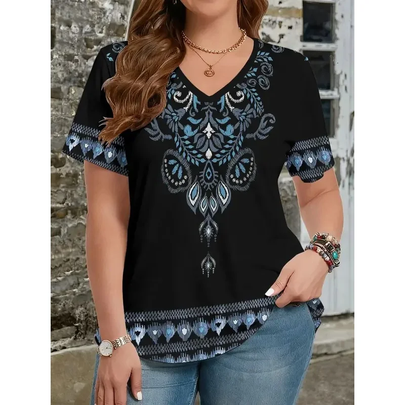 Women’s Ethnic Floral 3D Print T-Shirt Short-Sleeved V-Neck Y2k Harajuku Style Casual Comfortable Fit Summer Top Women Clothing Fashion Women’s Fashion Women’s T-Shirts Women's Ethnic Floral 3D Print T-Shirt Short-Sleeved V-Neck Y2k Harajuku Style Casual Comfortable Fit Summer Top Women Clothing Fashion Women's Fashion Women's T-Shirts KDBazar