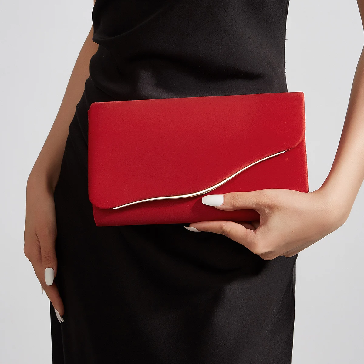 velvet clutch bag for women in red