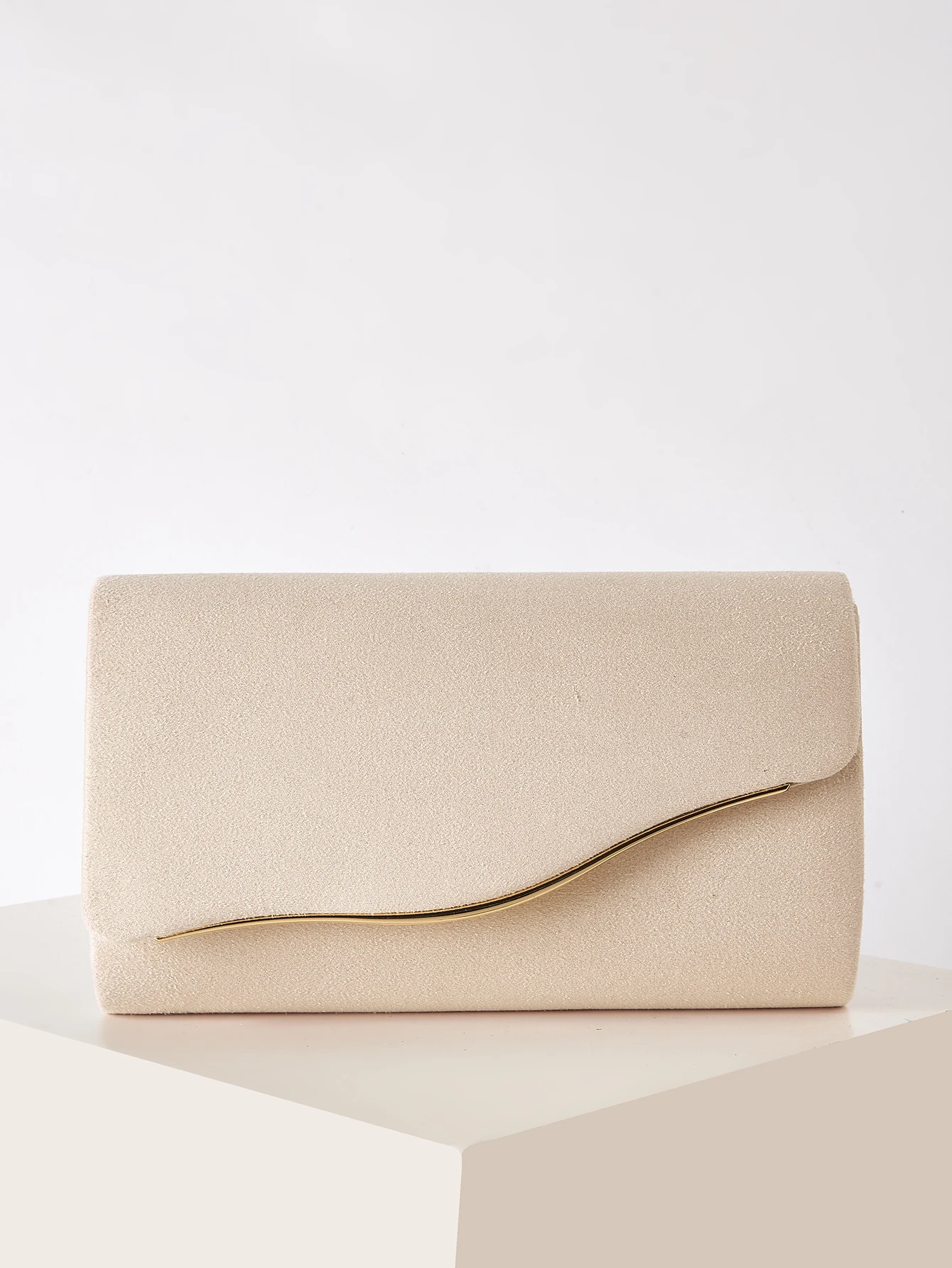 velvet clutch bag for women in beige
