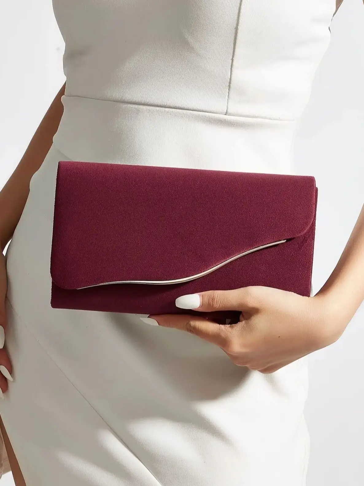 velvet clutch bag for women in black
