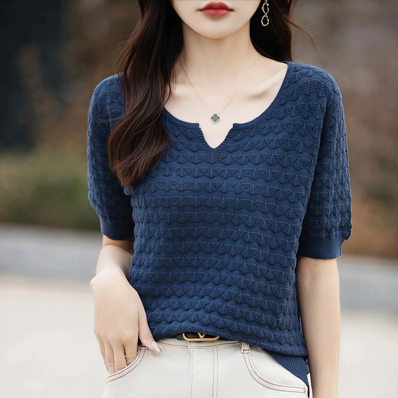 Women’s T-shirt Summer New 100% Pure Cotton Tees Casual Solid Knitted Short sleeved V-neck Pullover Loose Tops Fashion Sweater Women Clothing Fashion Women’s Fashion Women’s T-Shirts Women's T-shirt Summer New 100% Pure Cotton Tees Casual Solid Knitted Short sleeved V-neck Pullover Loose Tops Fashion Sweater Women Clothing Fashion Women's Fashion Women's T-Shirts KDBazar