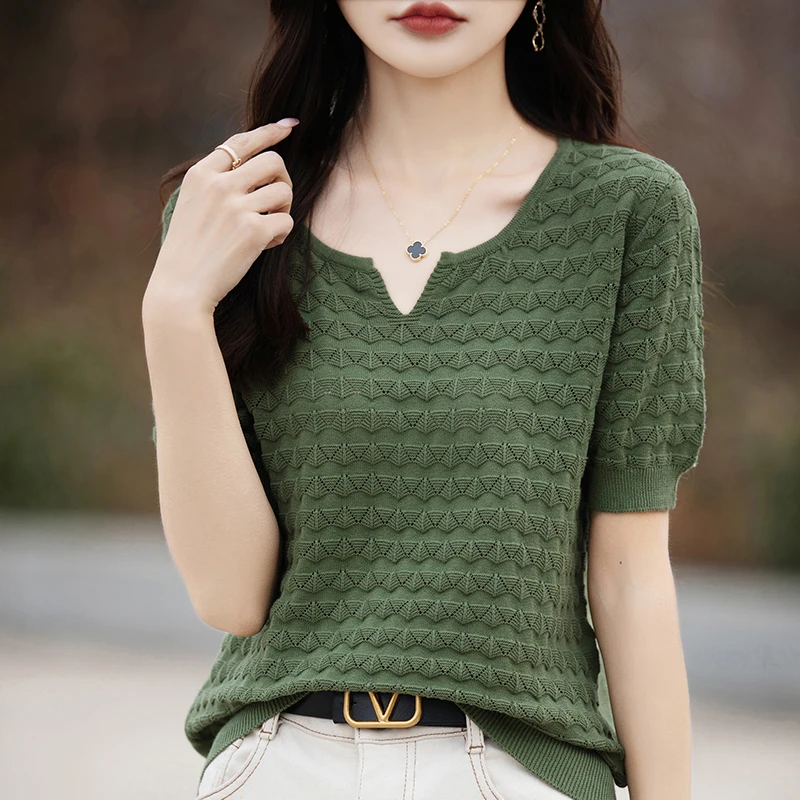 Women’s T-shirt Summer New 100% Pure Cotton Tees Casual Solid Knitted Short sleeved V-neck Pullover Loose Tops Fashion Sweater Women Clothing Fashion Women’s Fashion Women’s T-Shirts Women's T-shirt Summer New 100% Pure Cotton Tees Casual Solid Knitted Short sleeved V-neck Pullover Loose Tops Fashion Sweater Women Clothing Fashion Women's Fashion Women's T-Shirts KDBazar