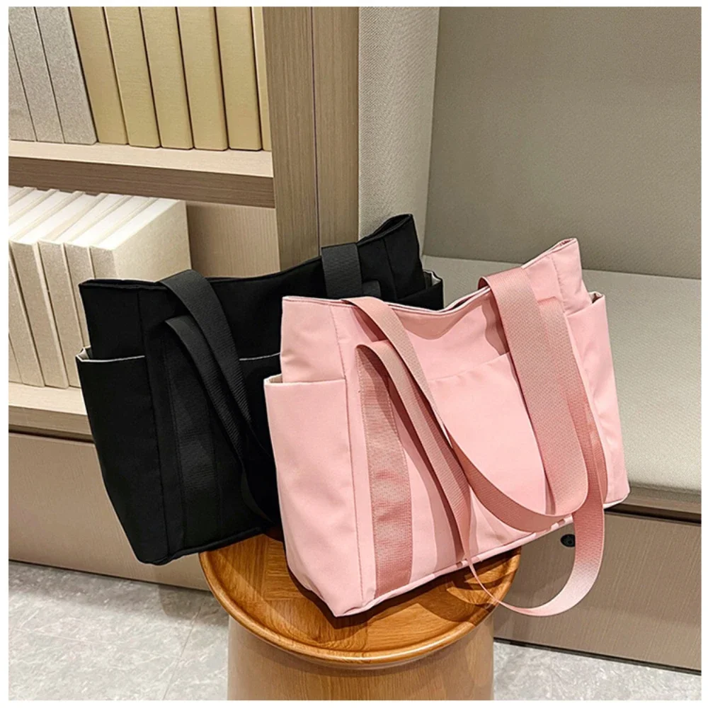 Women’s bag Japanese solid color tote bag single shoulder casual simple mommy going out bag canvas tote bag, large capacity comp Women's bag Japanese solid color tote bag single shoulder casual simple mommy going out bag canvas tote bag, large capacity comp KDBazar