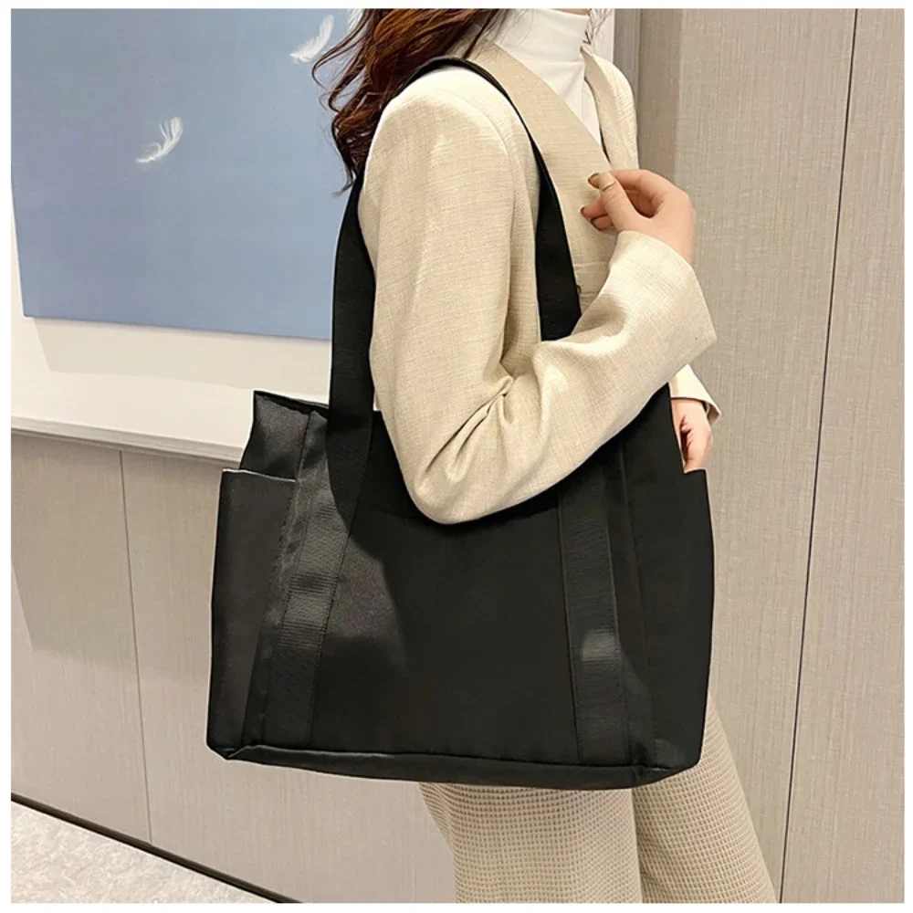 Women’s bag Japanese solid color tote bag single shoulder casual simple mommy going out bag canvas tote bag, large capacity comp Women's bag Japanese solid color tote bag single shoulder casual simple mommy going out bag canvas tote bag, large capacity comp KDBazar