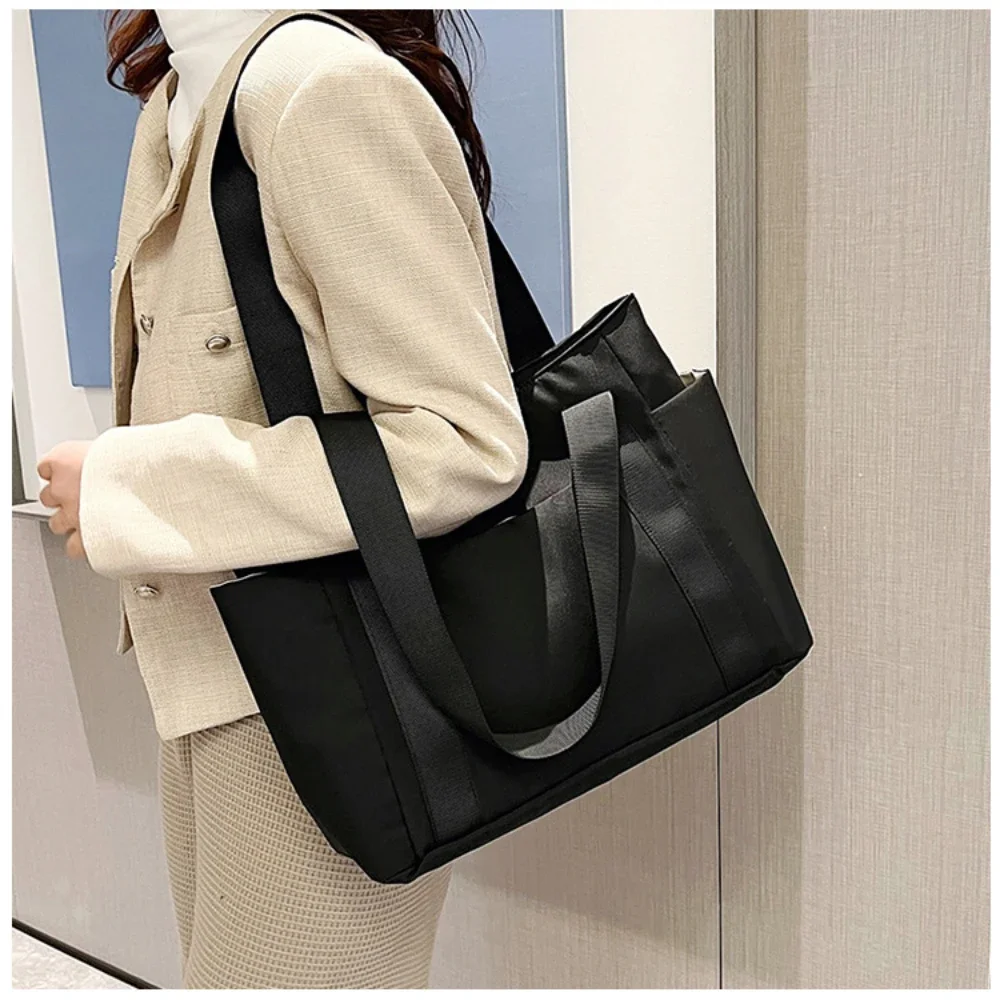 Women’s bag Japanese solid color tote bag single shoulder casual simple mommy going out bag canvas tote bag, large capacity comp Women's bag Japanese solid color tote bag single shoulder casual simple mommy going out bag canvas tote bag, large capacity comp KDBazar