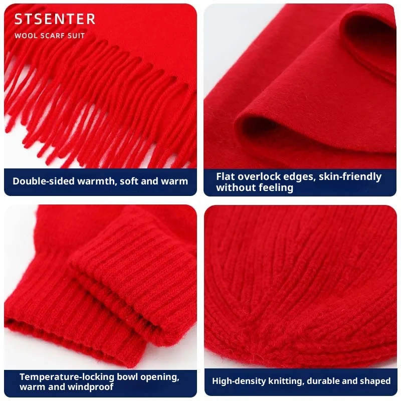 Wool Knitted Scarf Hat Gloves Set Gift Box for Women Winter Warm 3 in 1 Solid Color Accessories Wool Knitted Scarf Hat Gloves Set Gift Box for Women Winter Warm 3 in 1 Solid Color Accessories KDBazar