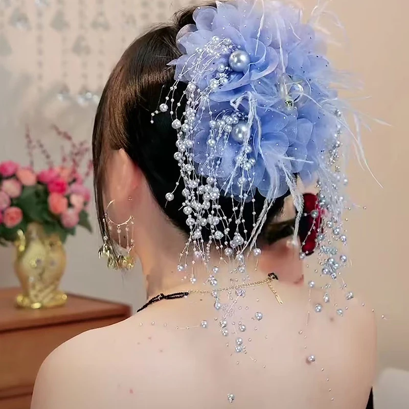● New Women’s Luxury Mesh Flower Pearl Tassel Hair Clips Spring Festival Decoration Women’s Fluffy Shark Hair Accessories Clothing & Accessories Hair Accessories Women’s Fashion ● New Women's Luxury Mesh Flower Pearl Tassel Hair Clips Spring Festival Decoration Women's Fluffy Shark Hair Accessories Clothing & Accessories Hair Accessories Women's Fashion KDBazar